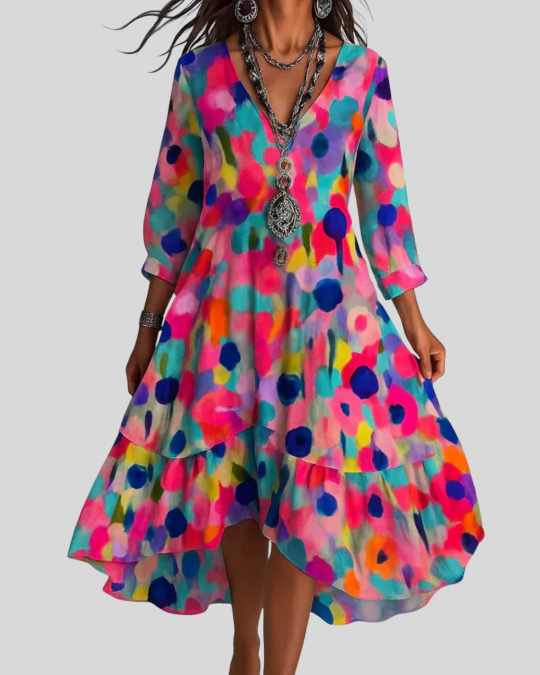 Eligia | Vestido largo bohemio y ligero con estampado floral