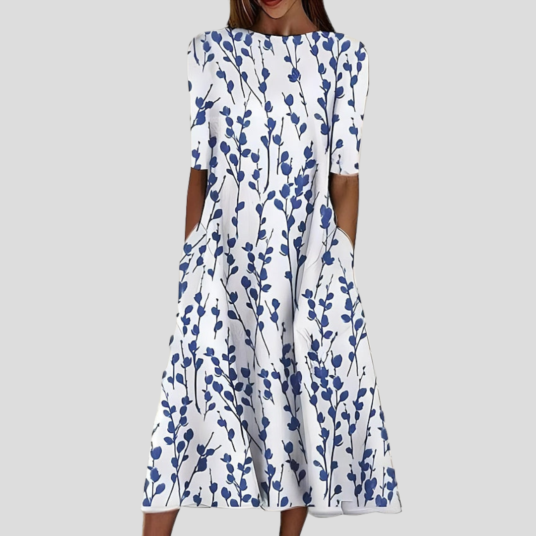 Aina | Vestido midi con cuello redondo clásico