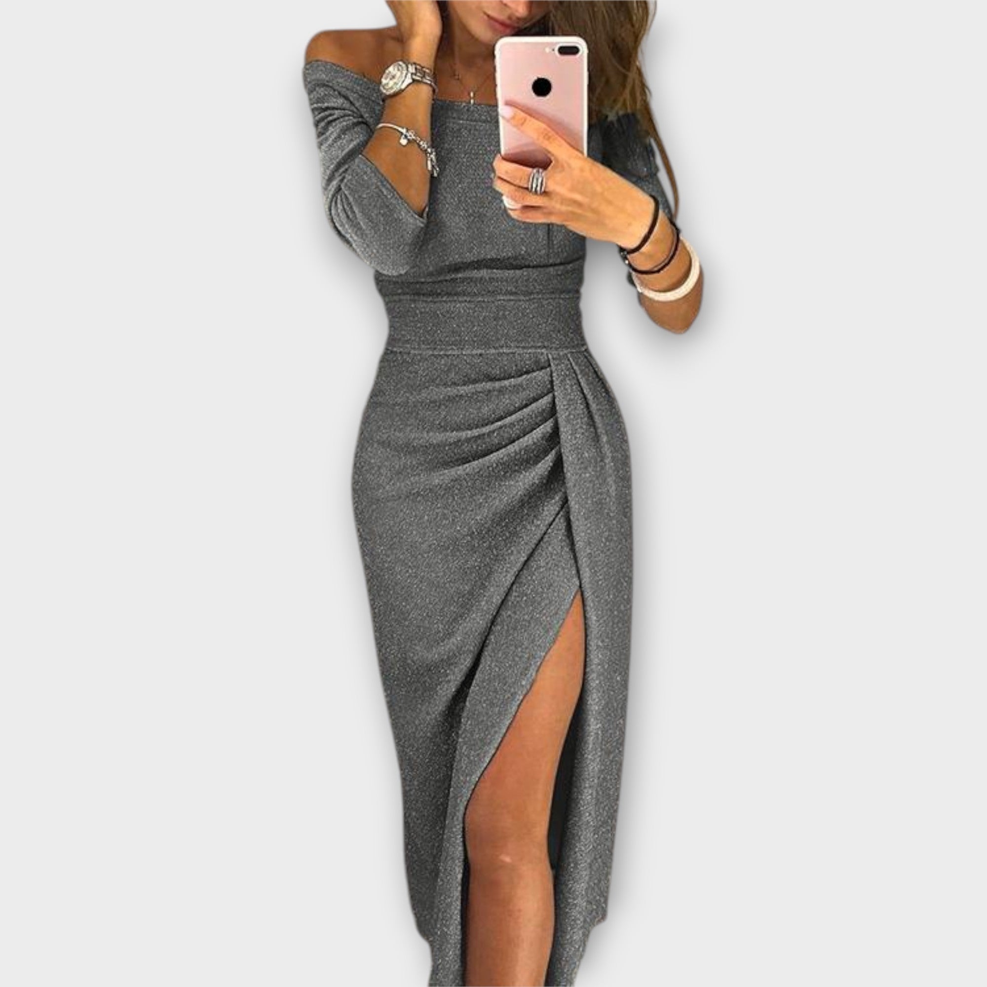 Aldana - Vestido elegante con hombros descubiertos