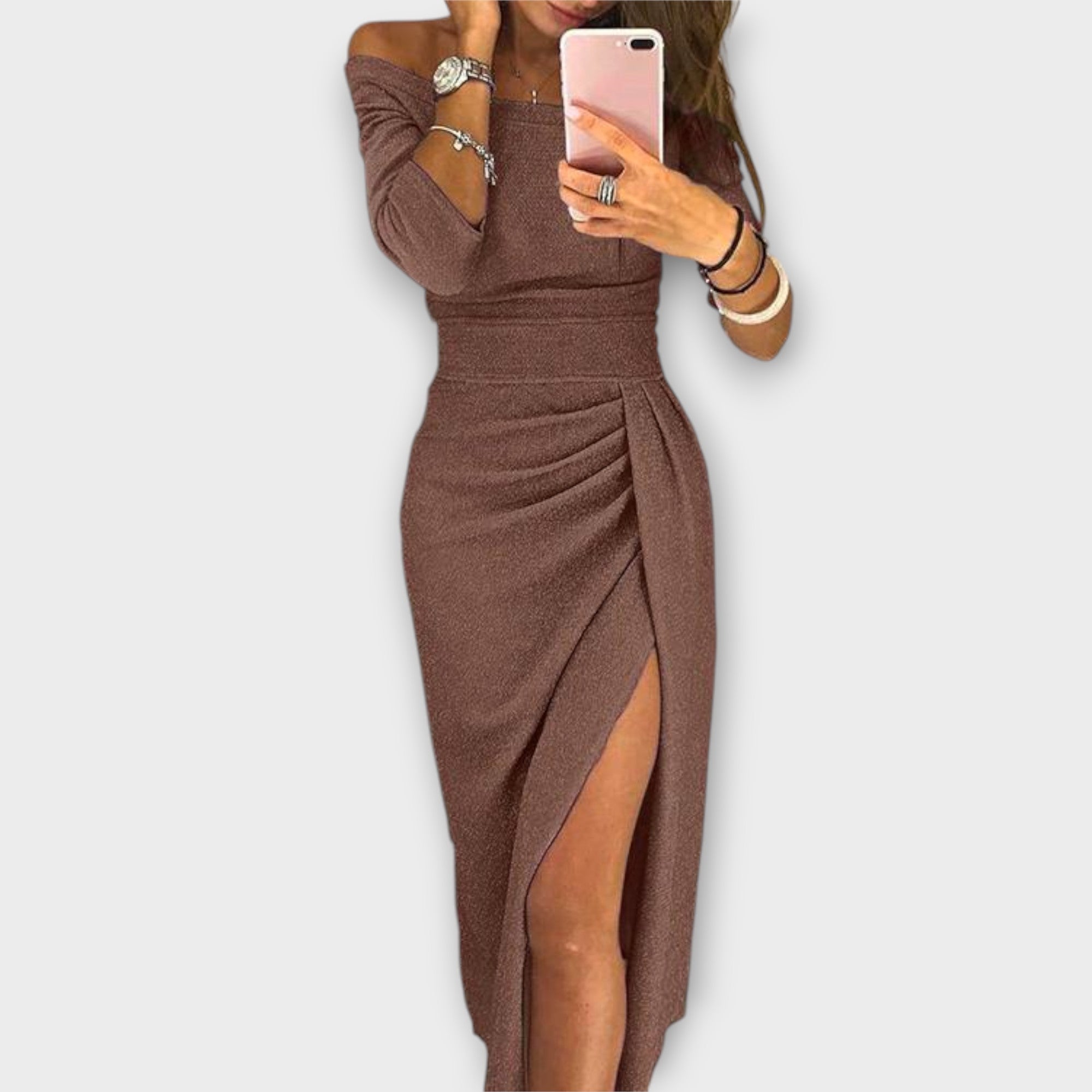 Aldana - Vestido elegante con hombros descubiertos