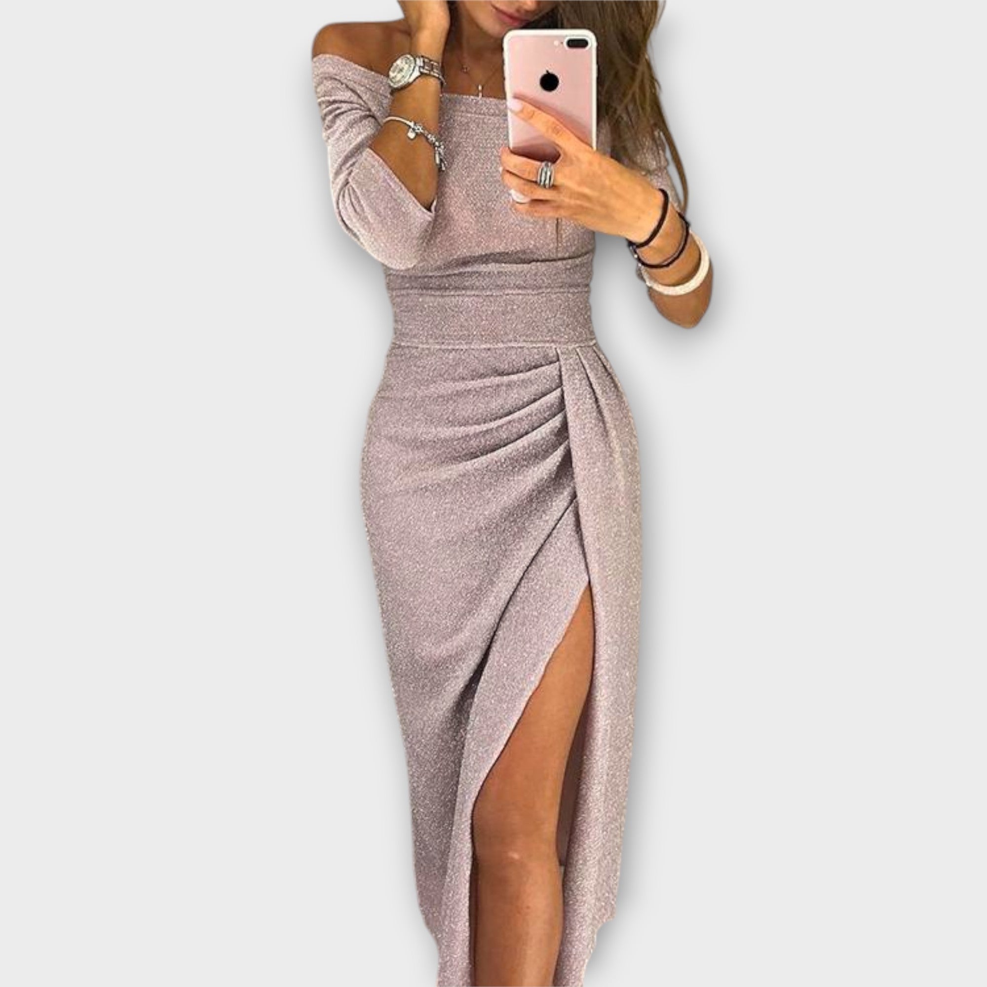 Aldana - Vestido elegante con hombros descubiertos