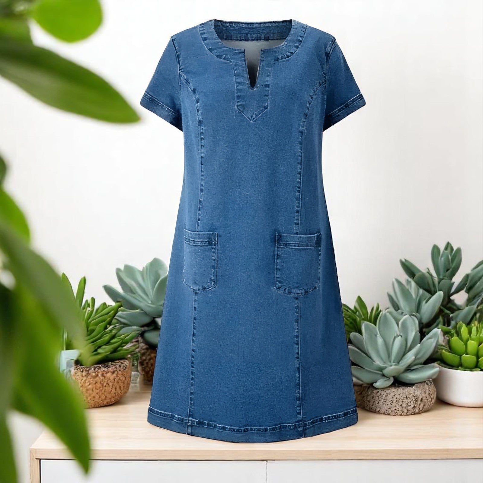 Célia | Vestido suave de denim con bolsillos